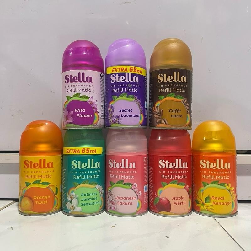 Stella Refil Air Freshener 160ml - Aroma Wild Flower, Secret Lavender, Caffè Latte, Orang Twist, Balinese Jasmine, Japanese Sakura, Apple Fiesta, Royal Kenanga(mines kaleng karat) - Orange twist