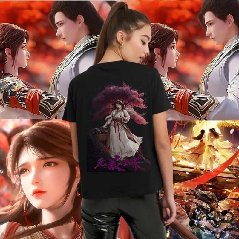 Kaos Donghua Huo Ling'er Perfect World Huang Shi Hao Murah berkualitas cotton Combed 24s Baju Donghua Distro Nyaman Pendek Pria Motif Kaos Santai Kekinian Unisex Distro  Kaos Anime Baju Combed Nyaman Pendek 0