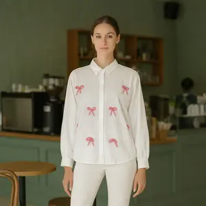 Amara Blouse Pita Kombinasi Coquette LD 110cm Kemeja Katun Polly Polos Atasan Wanita