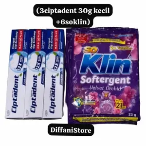 Dpt 9pcs (3 Pasta Gigi Ciptadent Kecil 30g + 6 Deterjen Bubuk Daia/Soklin 500an