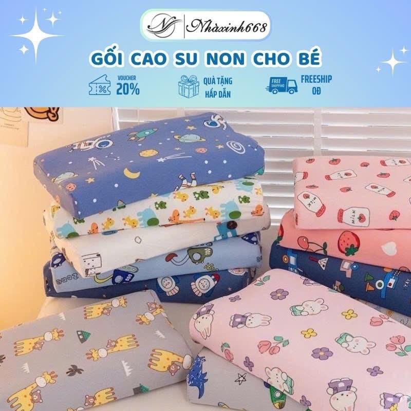 Gối nằm cao su non vỏ thun lạnh cho bé co giãn thoáng mát tiện lợi nhỏ gọn mang đi học,du lịch, gối ngủ cho bé êm ái, dễ chịu - dành cho bé từ 1-10 tuổi