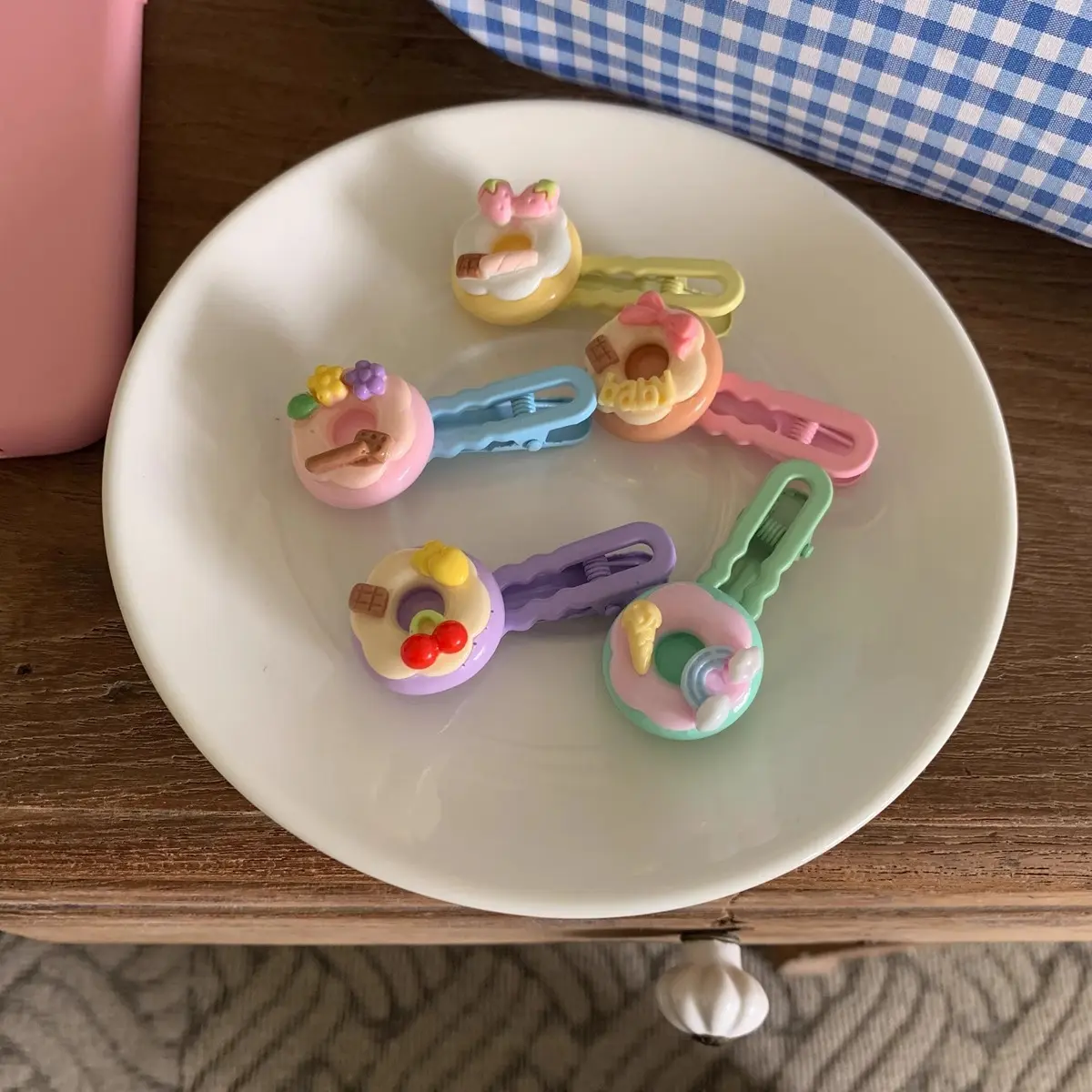 Cartoon hairpins cute side clips for girls fun donut headgear