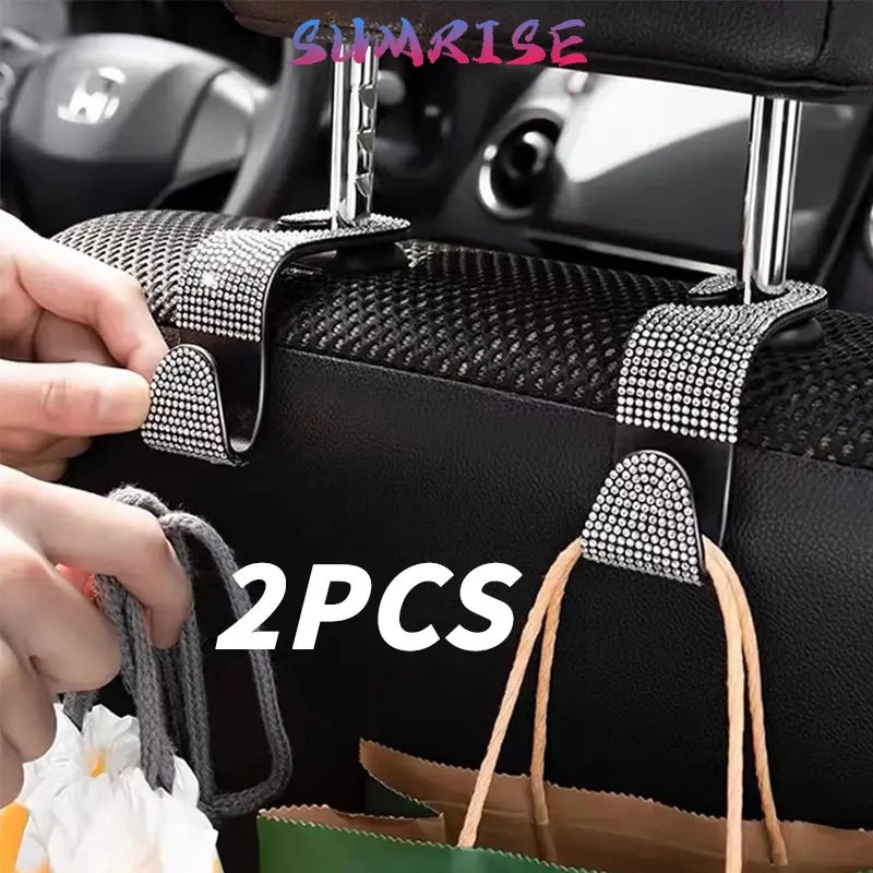2 Pcs/Set Gantungan Kait Kursi Mobil Berlian Hook Hanger Car Universal Gantungan Kait Barang Mobil Hanger Headrest