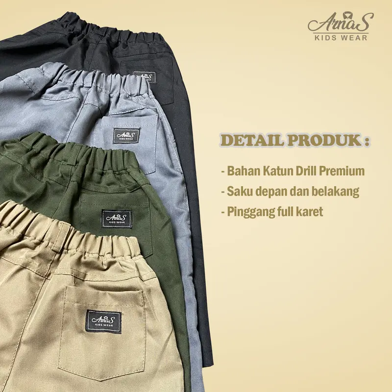 Arnas - CHINO Celana Panjang Anak Kekinian Usia 1-5 Tahun Katun Cowok Laki-Laki 2