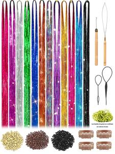 Set de 12 colores de accesorios para el cabello en oro y plata, 4200 piezas de clips para el cabello con brillantina para fiestas, viajes, días festivos como Navidad, Año Nuevo, Halloween y cumpleaños