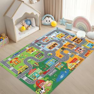 Alfombra de juego “Urban Road”, 1 pieza; alfombra impresa para educación infantil y decoración interactiva para sala o habitación; alfombrilla suave de bienvenida para interiores y hogar.