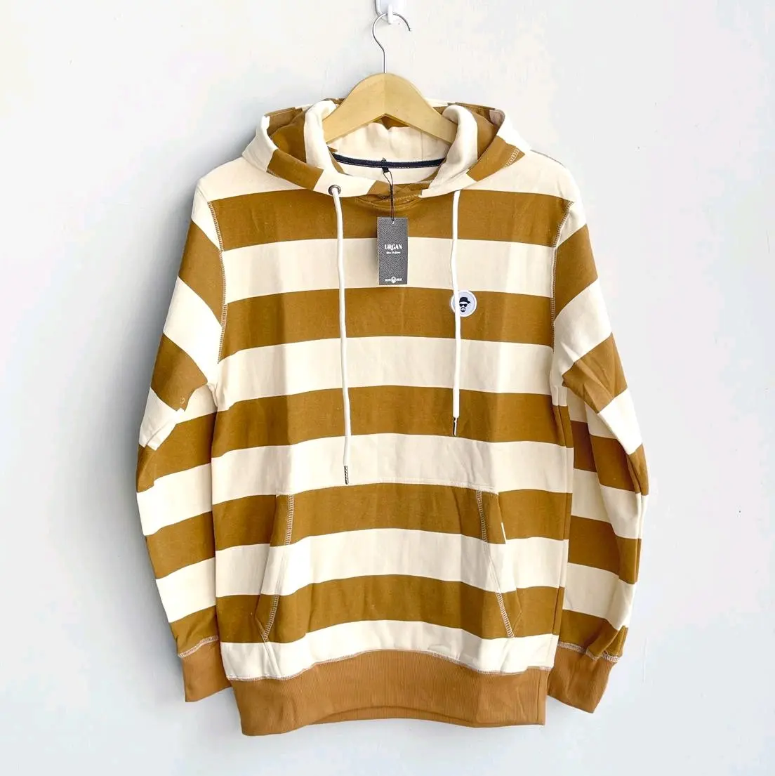 Hoodie Distro Salur Stripe Urgan Original Allsize Dewasa Pria Wanita Katun Fleece Cowok Unisex Logo Lembut Formal Nyaman Keren Panjang Fit Garis Motif