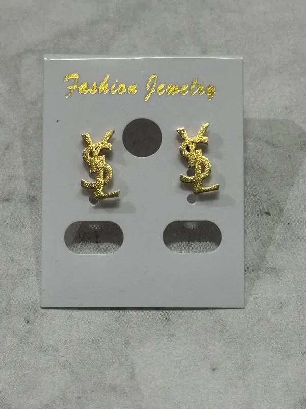 JnL Collection Anting tusuk giwang wanita model logo brand titanium anti karat Aksesoris Elegan 2