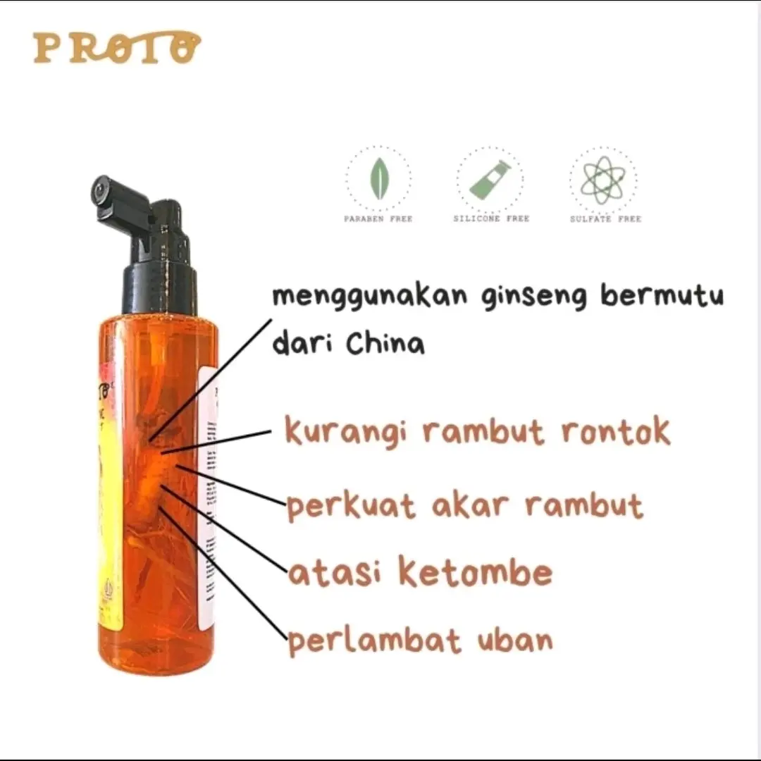 PROTO Hair Tonic Ginseng - 160ml Hair Tonic Proto BPOM Original
