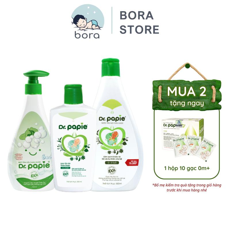 Nước tắm gội thảo dược Dr Papie 230/500ml cho bé