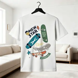 Cool Skateboard Angin lengan pendek T-shirt Kepribadian "NEW STAR" Skateboard cetak top Desain minimalis Street Angin putih pasang T-shirt Premium Fabric Modern Regular Fit Durable Construction shirt  kata  kata kaos gambar baju