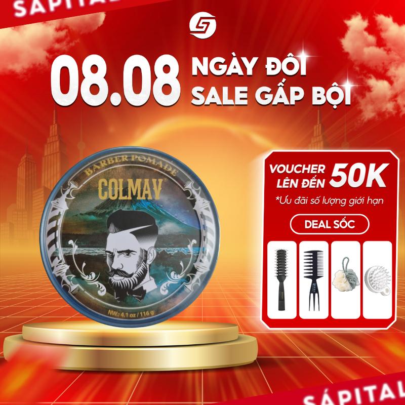 Sáp vuốt tóc nam Colmav Barber Pomade Blue - Pomade gốc dầu giữ nếp Heavy Hold - Tặng kèm lược bán nguyệt Chaoba