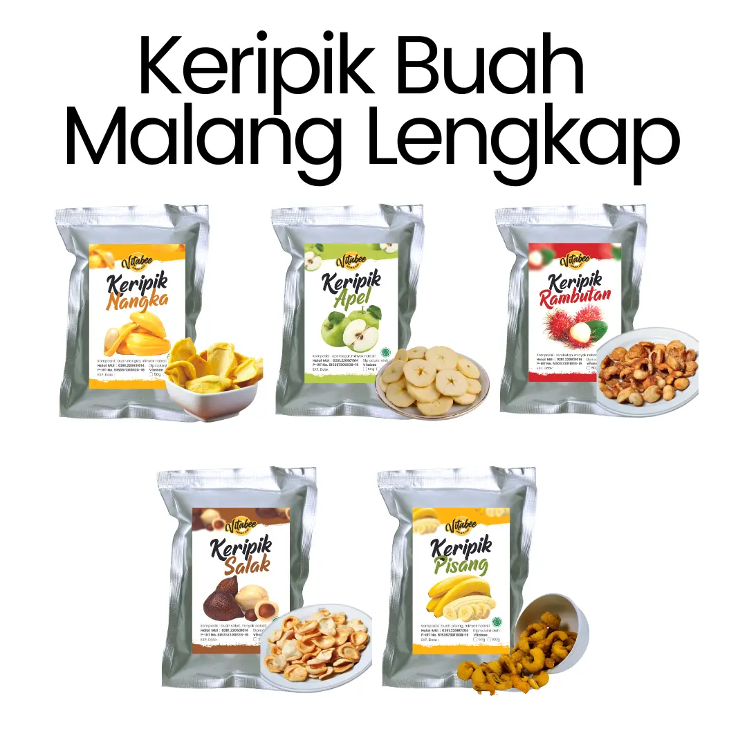 Keripik Kripik Buah Nangka Apel Salak Nanas Mangga Rambutan 100 gram Vitabee - Bukan Kerupuk Food Snacks Durian Cemilan