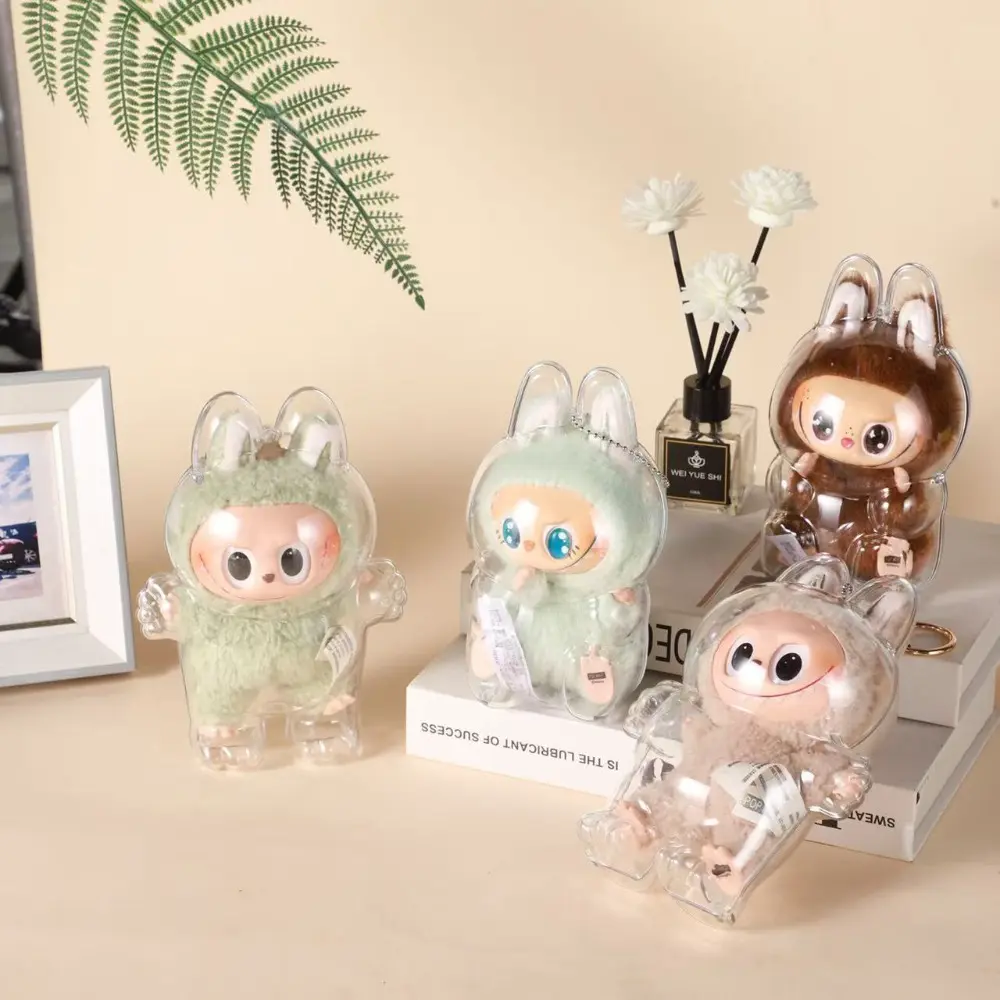 Labubu Protective Shell Macaroon Labubu Storage Bag Transparent Dust Cover 17cm/15cm PVC Ita Bag Doll 3D Display Box