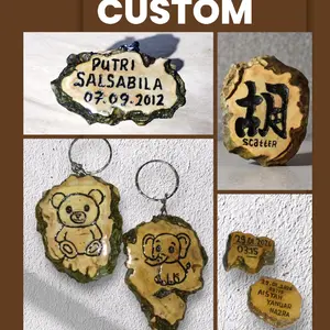 Kotenk K2k KEYCHAIN CUSTOM Aksesoris Kayu Alami Kerajinan Tangan Estetik Custom Free Design dengan Desain Unik dan Personal