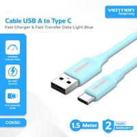 Gambar VENTION COKSG Kabel Data USB 2.0 to Type C Fast Charging 3A Light Blue 1.5 Meter 1.5M PVC Cable Tipe C Quick Charge dari Pampam Shop Kab. Tangerang 2 Tokopedia
