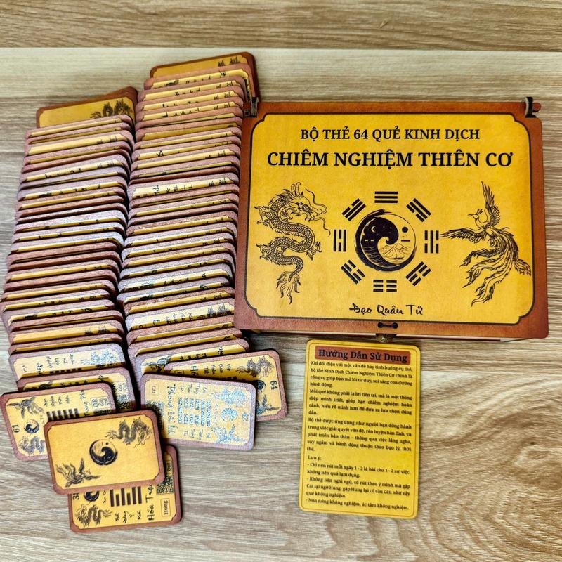 Bộ Thẻ Gỗ 64 Quẻ Kinh Dịch - Chiêm Nghiệm Thiên Cơ | Thẻ Gỗ (64 Miếng) Đạo Quân Tử