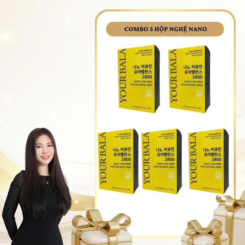 SN1417 - Combo 5 hộp Nghệ Nano Curcumin Your Balance 2800 tổng 100 gói
