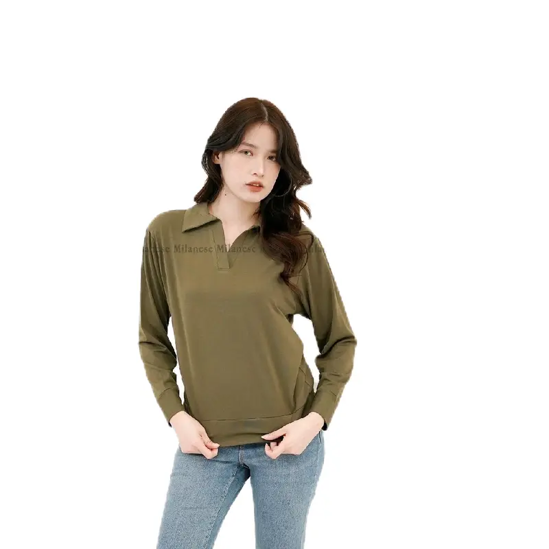 Atasan Kaos Wanita Model Kerah V Berkualitas Tinggi - Polos 0