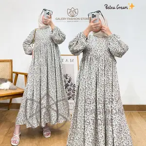 Midi Dress Rayon Gamis  Jumbo Terbaru dan Kekinian Busui Zipper By Kamalin Model Belna