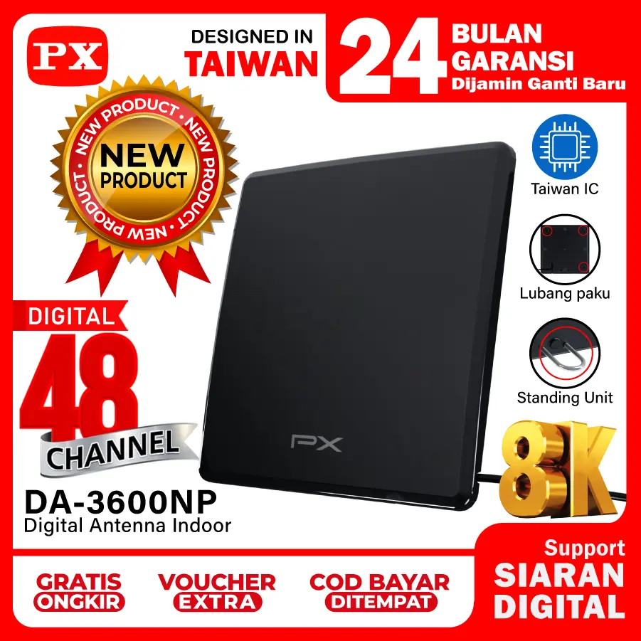 Antena TV Digital Indoor Antena TV Digital STB TV Digital Tabung Antena Digital DVBT2 8K PX DA-3600NP