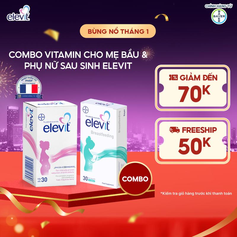  Combo Vitamin Bầu Tổng Hợp ELEVIT bổ sung Acid Folic  Metafolin  Sắt Canxi Các Vitamin cho Bà bầu Chuẩn bị và Trong thai kỳ và Elevit Breastfeeding Vitamin bổ sung cho phụ nữ sau sinh và cho con bú có DHA Omega3 Canxi và Các khoáng chất khác 