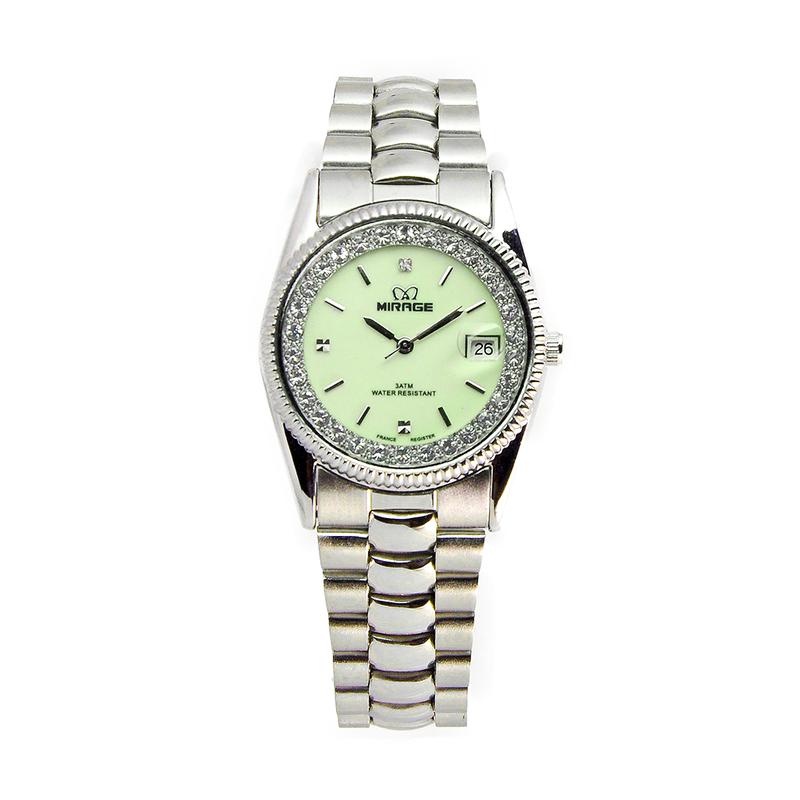 Mirage Watch - Jam Tangan Analog Wanita Casual Silver Permata RX M Tahan Air Kaca Stainless Watches 3
