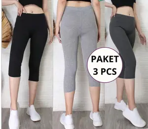 PAKET LEGGING KAOS 3 PCS 3/4 Pendek Celana Legging Kaos Fit Lembut Standar Nyaman Stretch Dewasa Panjang Basic Legging Celana Lejing Pendek Bahan Kaos Polos 3/4 Dalaman Polos Non Motif Wanita