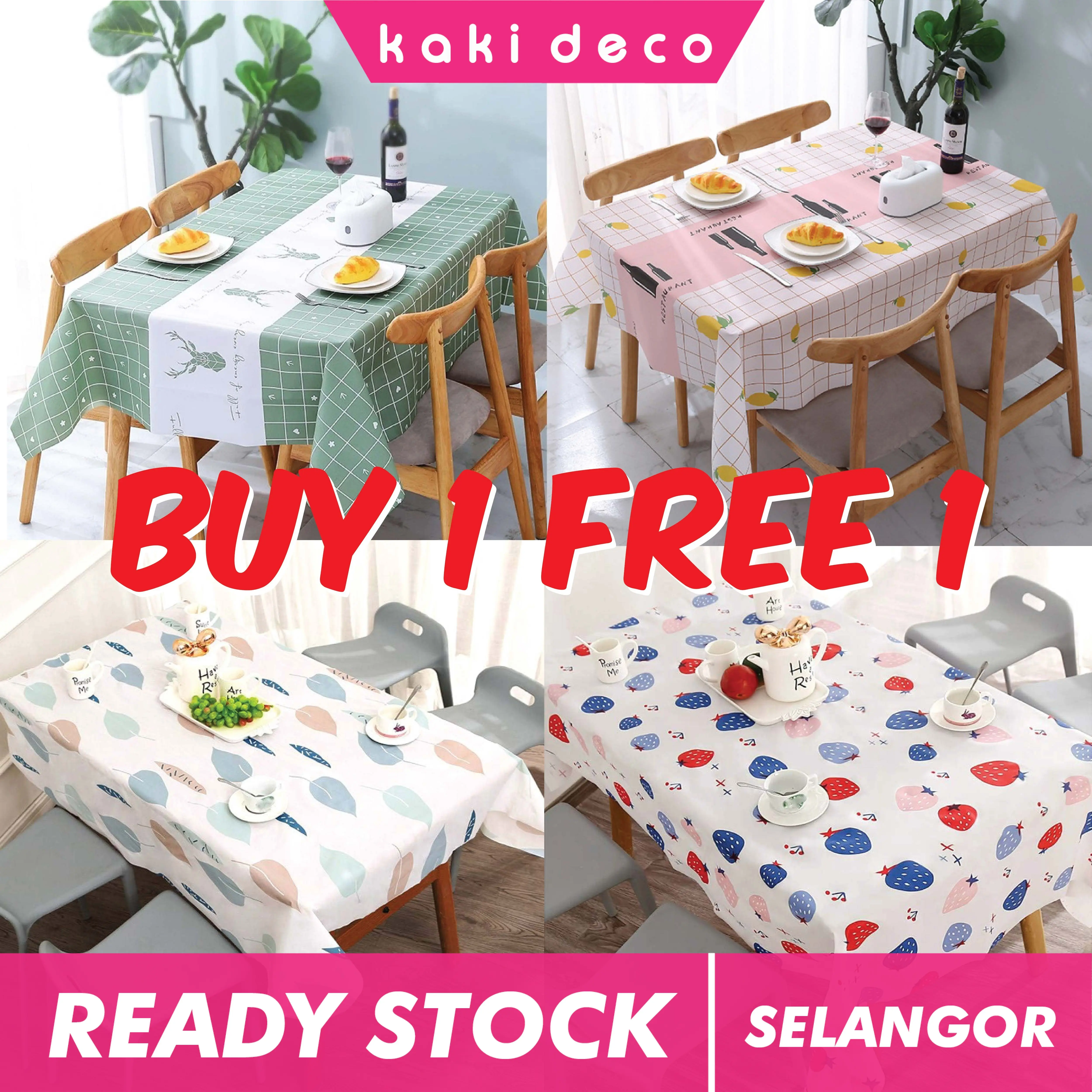 Buy 1 Free 1 Murah PVC Table Cloth Water Proof  Table Cover Kain Meja Alas Meja Makan Alas Meja Plastik Coffee Table Cloth 6 seater
