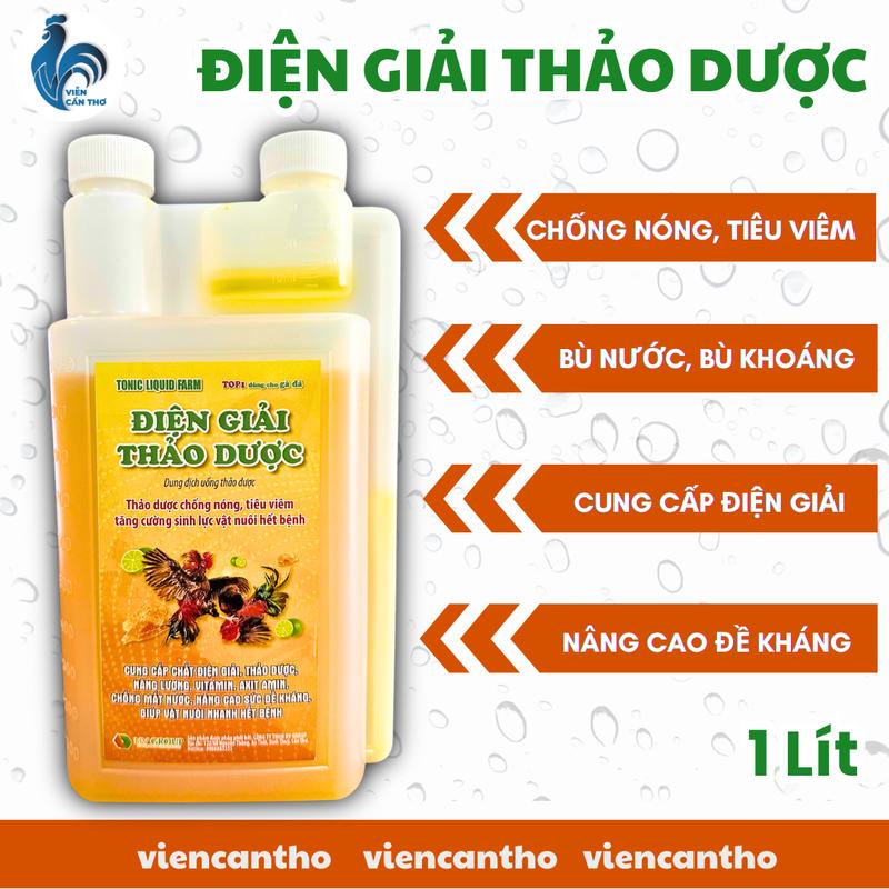  Điện giải thảo dược gà đá can 1 Lít - Chống nóng chống hóc tiêu viêm bù nước bù khoáng bổ sung vitamin và axit amin dành cho gà đá 
