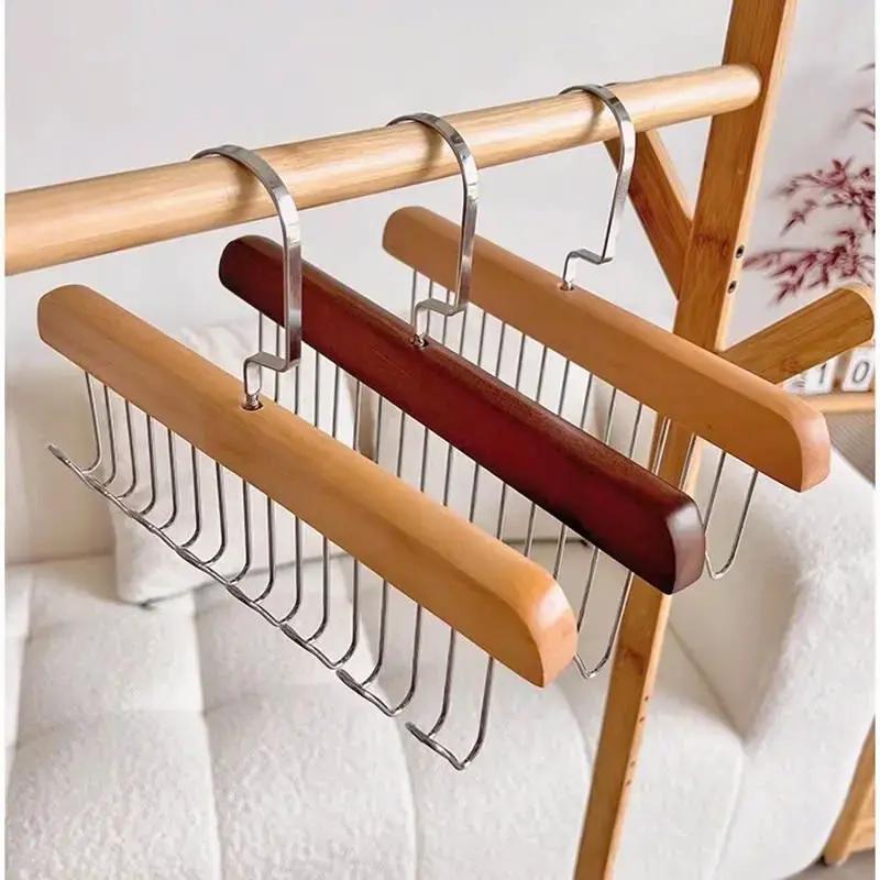 Set 3 Móc treo đồ đa năng, móc gỗ 8 móc treo đồ lót, khăn, thắt lưng, cà vạt, áo 2 dây xoay 360 độ tiện dụng 5