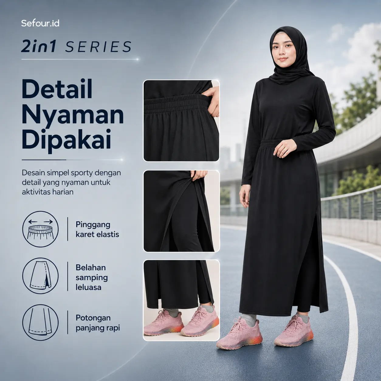 Celana Rok Legging Wanita Muslimah Panjang Sporty Syar’i Senam Jogging