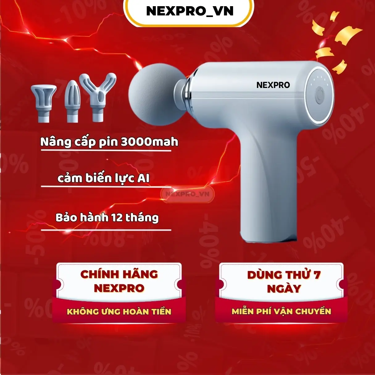 Máy massage cầm tay cảm biến lực , mát xa cơ vai gáy , mat xa toàn thân làm quà tặng