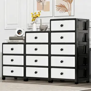35cm - Lemari laci Storage box Laci Lemari Plastik Kotak Penyimpanan multifungsi Kabinet Drawer Storage Cabinet Hitam Pink