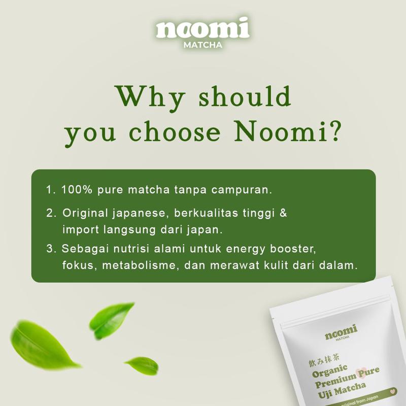 Noomimatcha Pure Matcha Powder Premium Grade 100gr | 100% Pure Matcha no Additional Sugar Bubuk