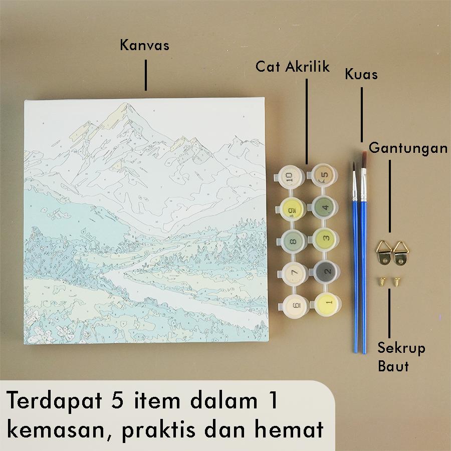 Lukisan Kanvas Pola Bernomor (Paint by Number) – Set Melukis Pemula 5 in 1 AP-1014 Lukisan Kanvas Pola Bernomor (Paint by Number) – Set Melukis Pemula 5 in 1 AP-1014