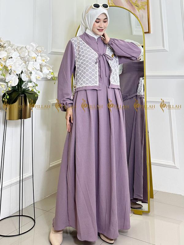 Qiana Dress Gamis Wanita Terbaru 2025 Gamis elegant Gamis Brukat Gamis kombinasi  Brukat Tile 4
