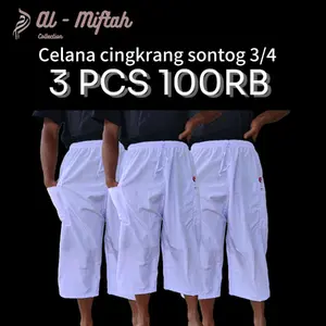 Celana Haji Umroh 3/4 Celana Cingkrang (3 PCS) SIZE M L XL XXL XXXL XXXXL Muslim Murah Karet Nyaman Dewasa Sirwal