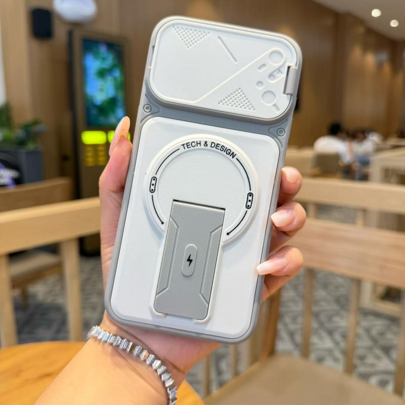 TECH & DESIGN Ốp Lưng Điện Thoại Thiết Kế Công Nghệ Có Vòng Nam Châm & Chân Đỡ Gập – Bảo Vệ Máy, Cá Tính, Nhiều Màu M020