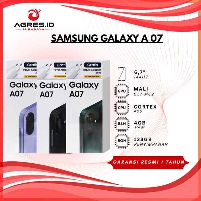 Gambar SAMSUNG GALAXY A 07 4GB 128GB ( BLACK, GREEN, PURPLE ) - GARANSI RESMI SAMSUNG - BLACK (128) dari Agres ID Surabaya Kota Surabaya Tokopedia