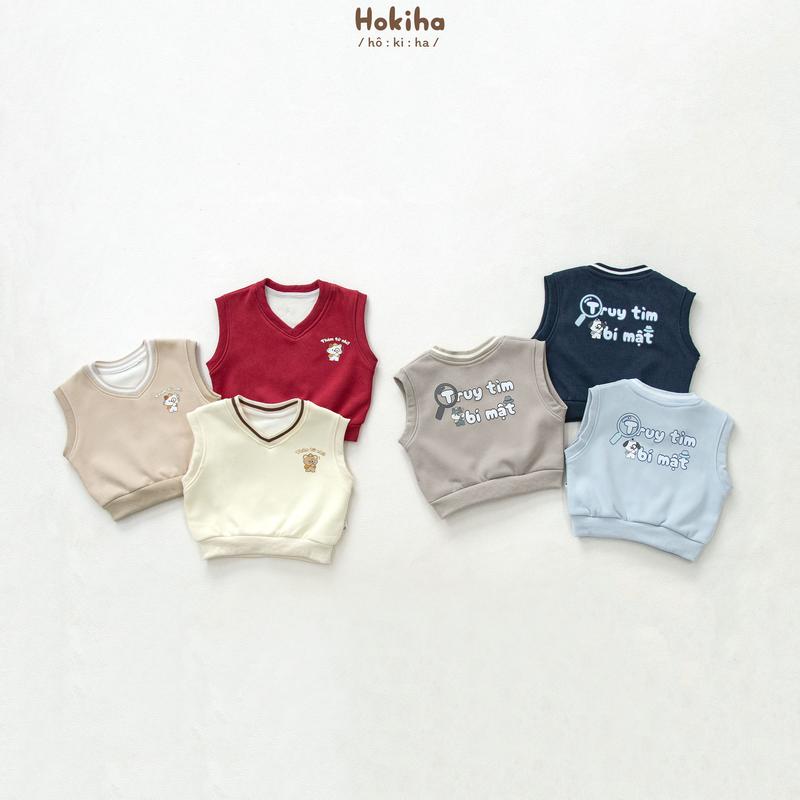 Hokiha A335- Áo gile "Thám tử nhí" in hình 2 mặt đáng yêu cho bé trai bé gái vải nỉ lót lông nhung dày dặn ấm áp size 8-17kg