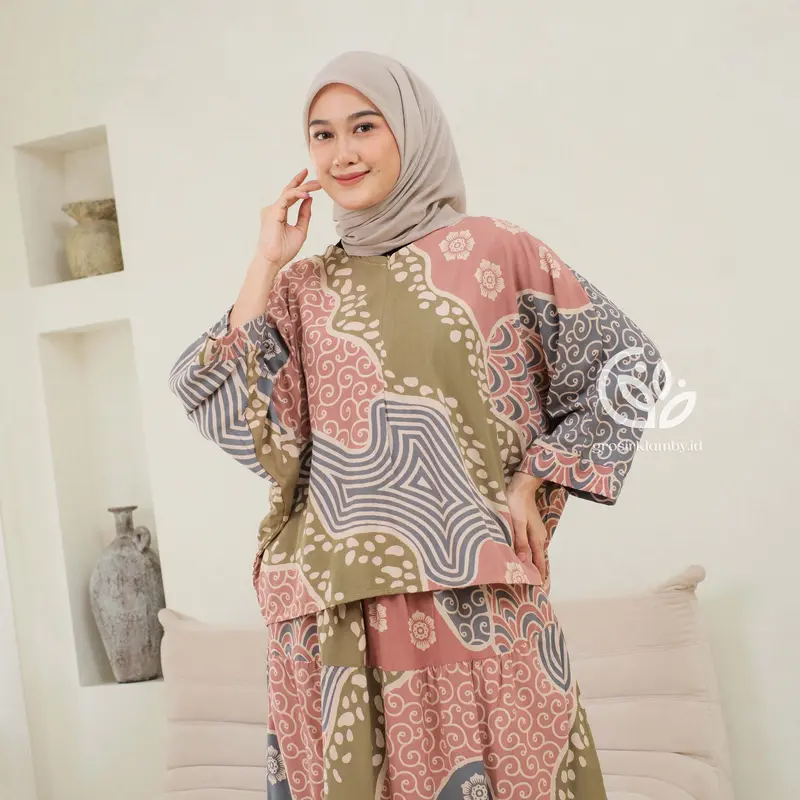 One Set Rok Marina Rayon Batik Premium Jumbo Busui Atasan Bawahan Wanita Rok Adem Tebal Nyaman 7