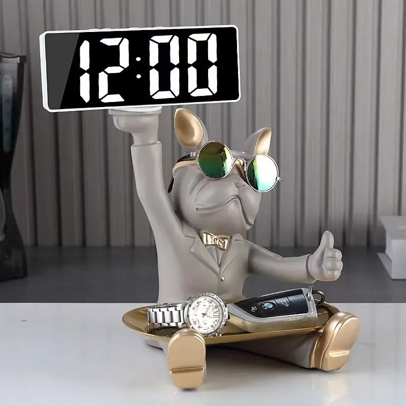 Light luxury porch shoe cabinet decoration electronic clock living room desktop bedroom bedside table decoration key storage housewarming