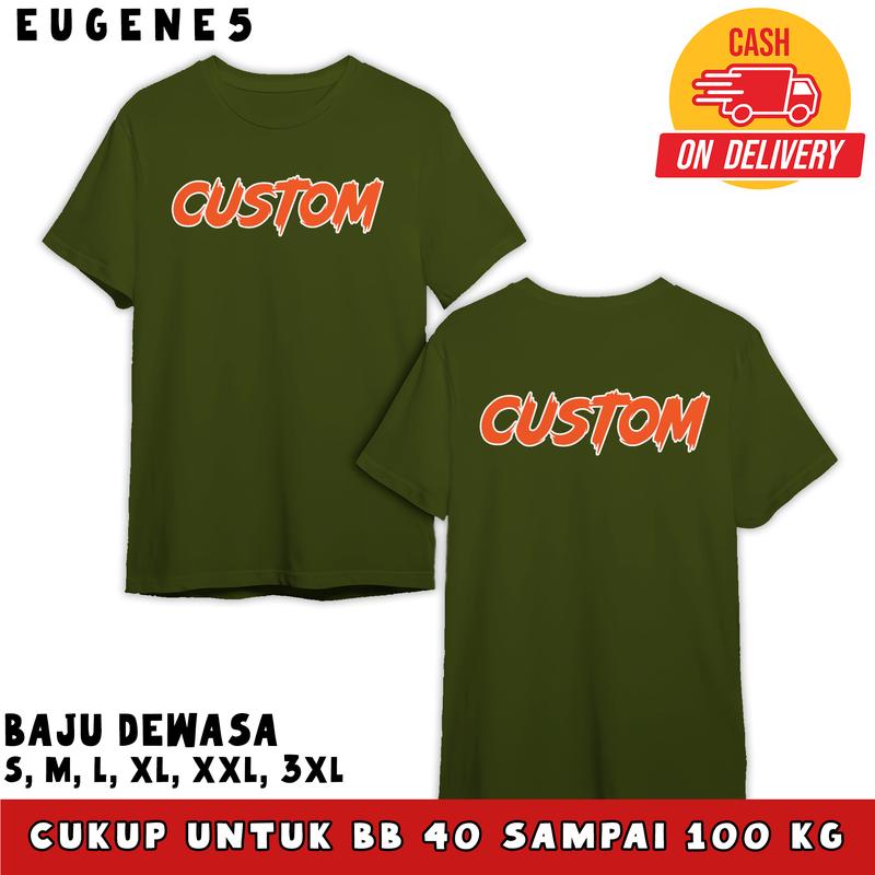 eugene5 Kaos Lengan Pendek Custom/Tidak Custom Bisa Baju Soft Distro Dewasa Pria Pendek Panjang Keren Silver Tshirt Oblong Simple 3