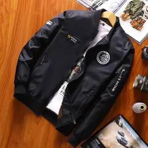APPUNG Jaket Bomber Logo Patch Bordir Casual Hitam