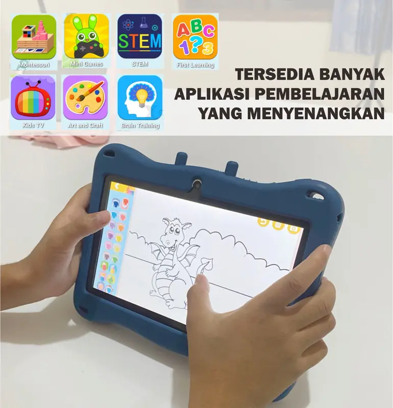 Tablet Android Anak Easytech E13 / Tablet Android Belajar Edukasi Anak Layar Sentuh Edukasi IPS Screen 7 inch WIFI Hotspot Kids Pen Toy paket  tablet 7