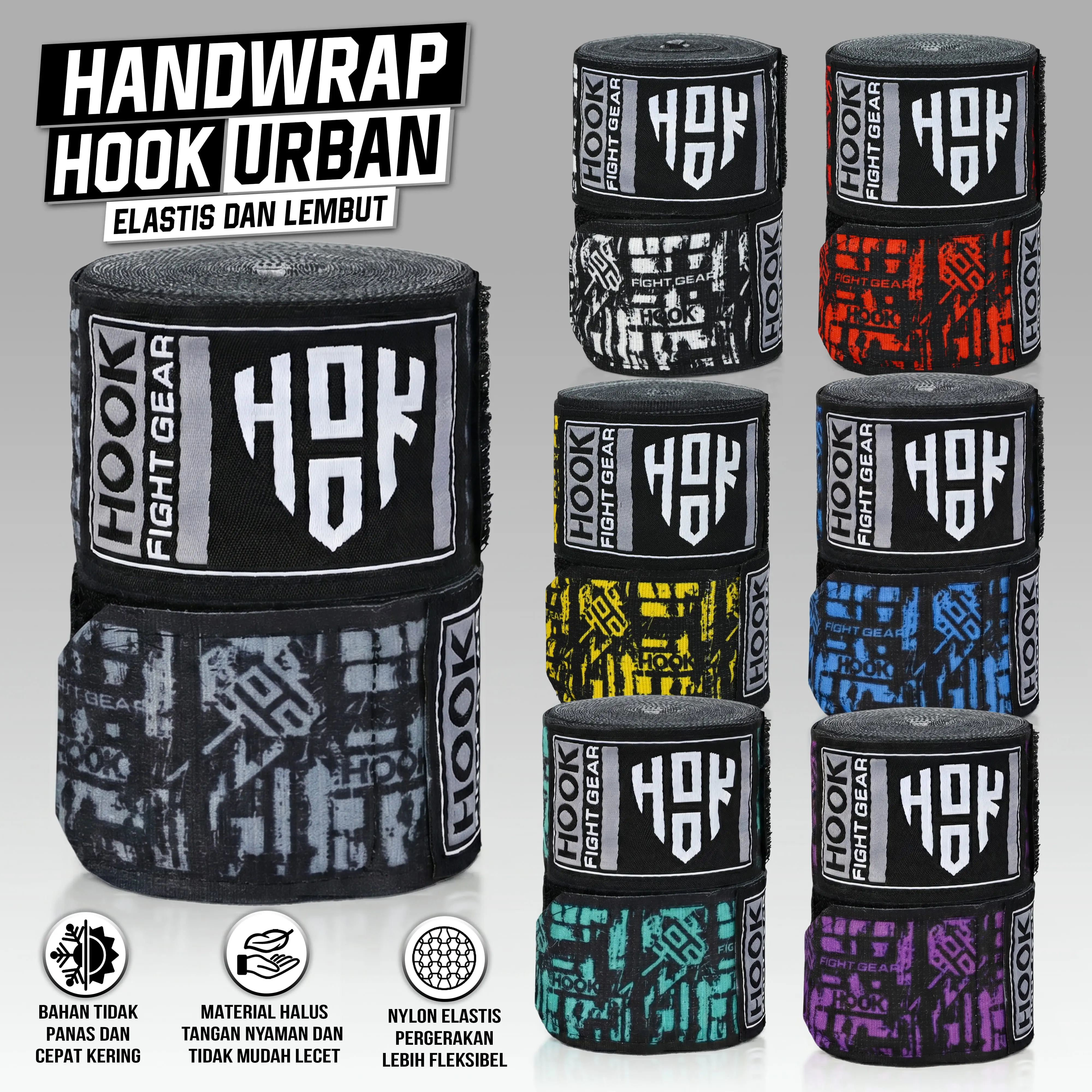 Hook Fight Gear Handwrap Boxing Urban Elastis Lembut Sarung Tangan Muay Thai Hook 5m & 3m