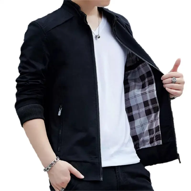 Jaket Pria Katun Taslan FC Slimfit Rib Karet Tebal  Custom Logo Casual Keren Hitam Distro Formal Parka Panjang Waterproof 3