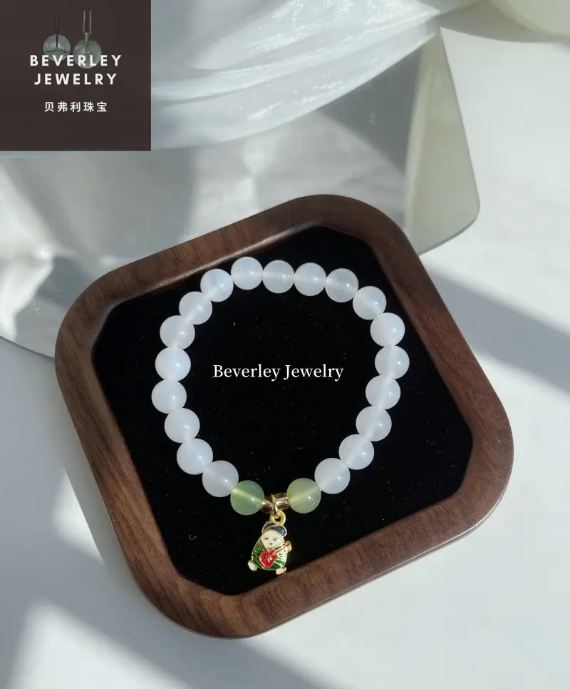 Beverley Jewelry-New confidence-boosting, white agate bracelet, with niche design, natural bead string, for ladies, cost-effective