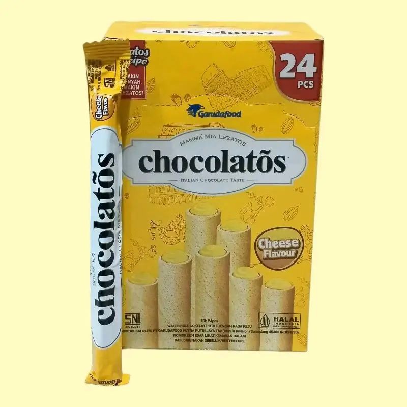 Chocolatos Long Stick Wafer Roll All Varian Isi 24 PCS/Box Camilan Coklat 3